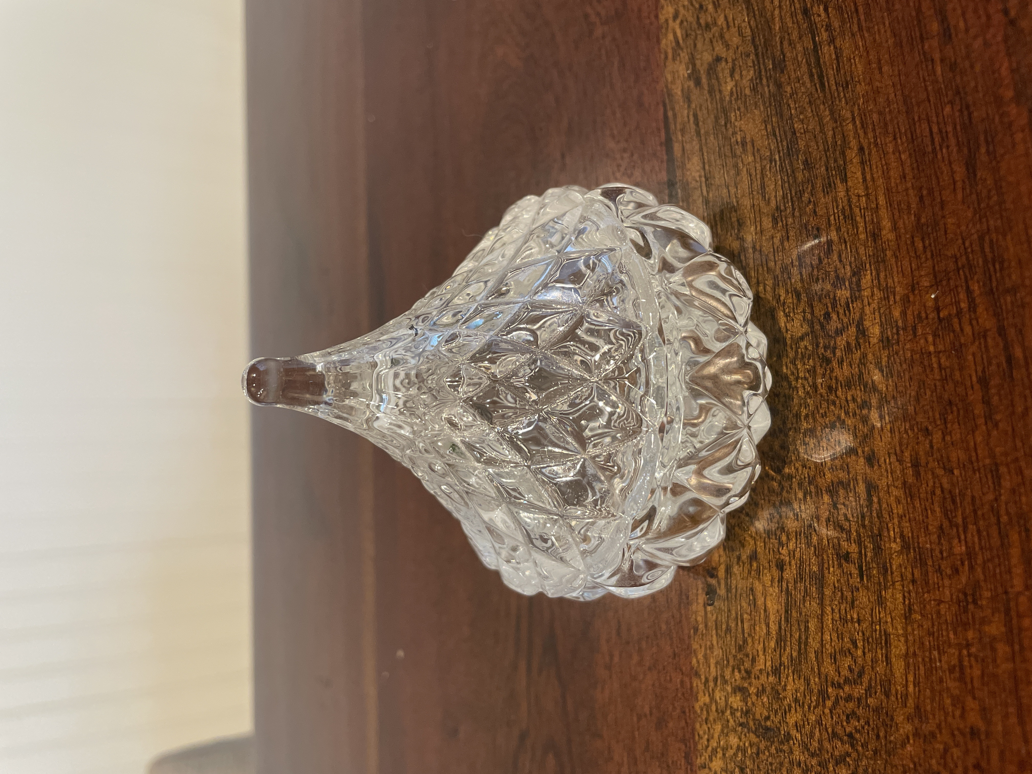 Vintage Pressed Glass Diamond Pattern Trinket Dish