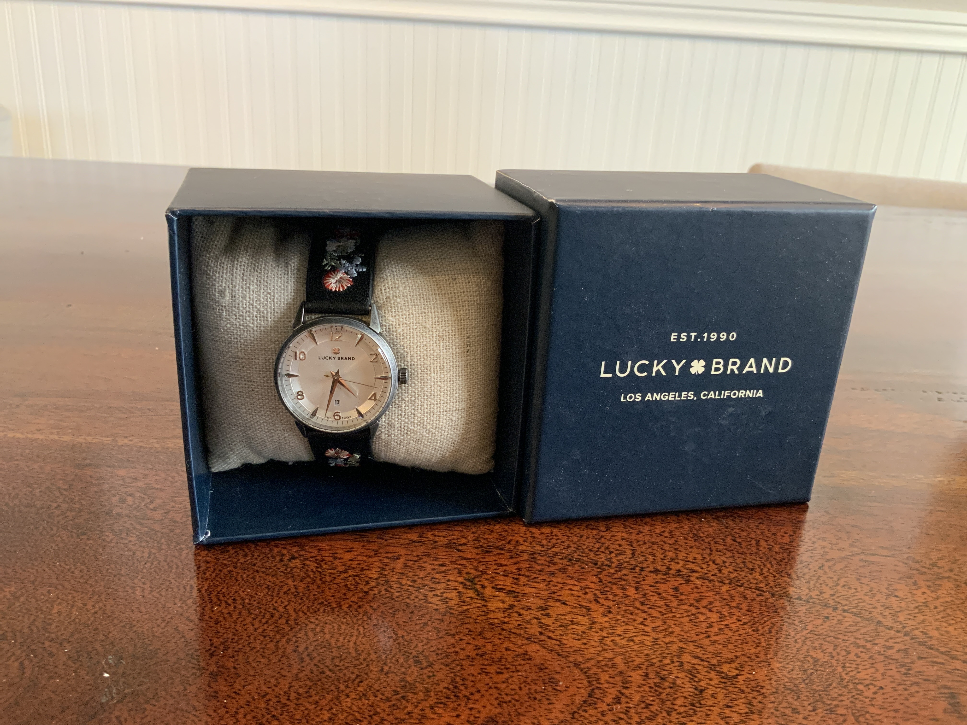 Lucky Brand Floral Leather Strap Wristwatch