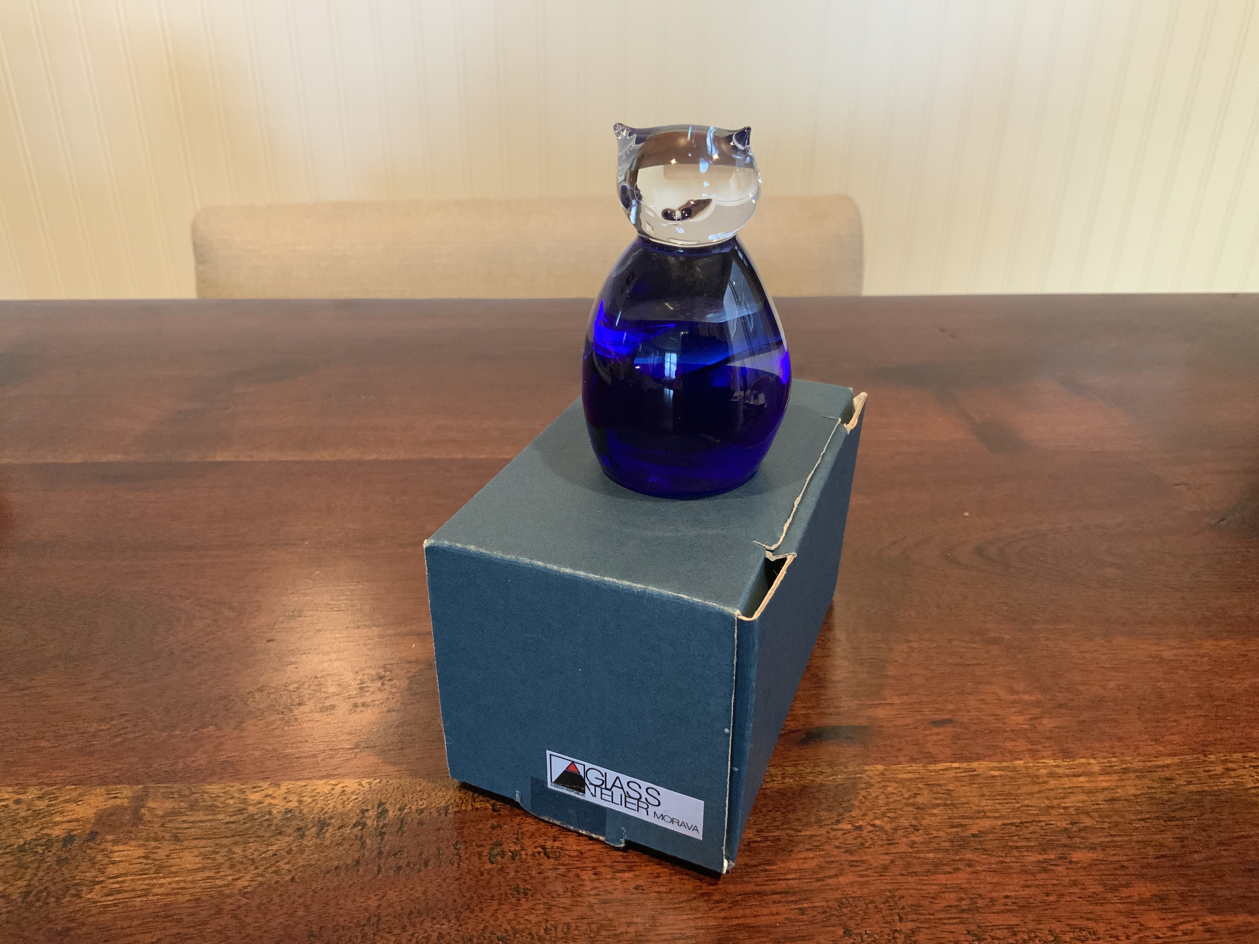 Cobalt Blue Glass Cat Figurine