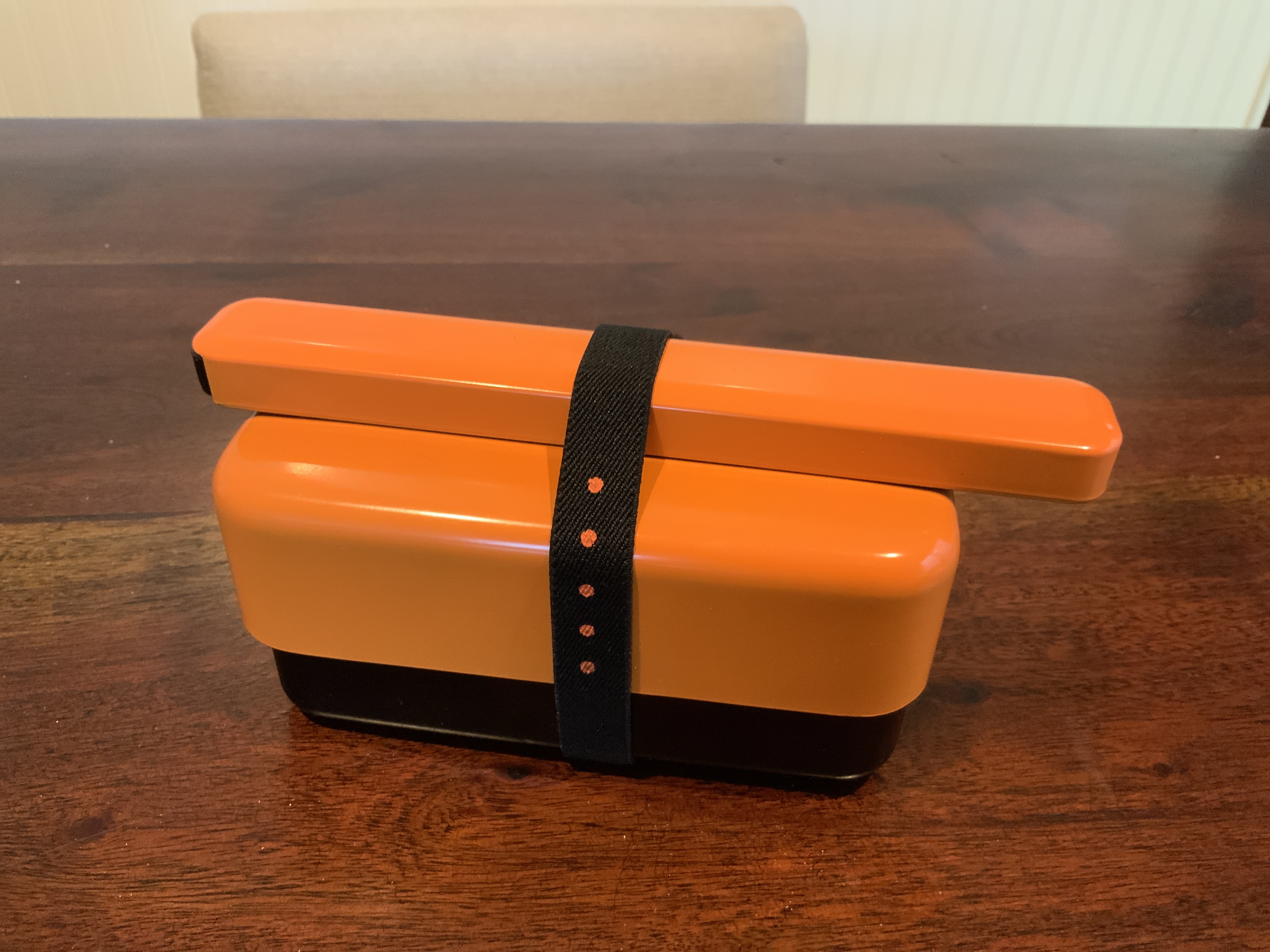 Orange and Black Two-Tier Bento Box