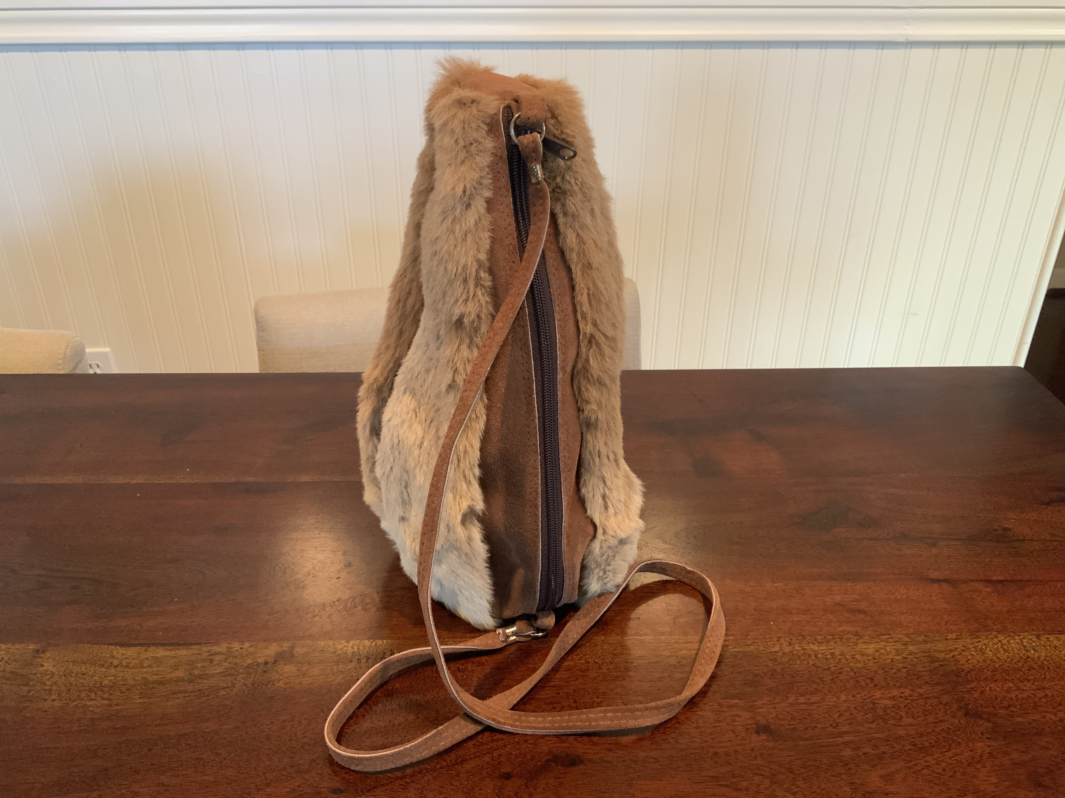 Tan Faux Fur Crossbody Bag